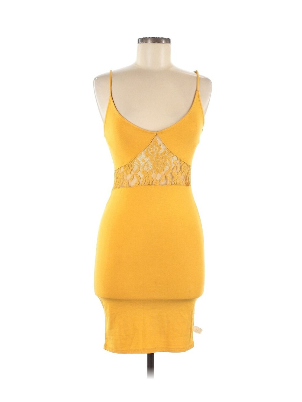 Heart & Hips Golden Yellow Lace Bodice Mini Dress Size M